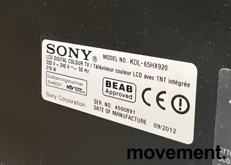 Solgt!65toms TV fra Sony, KDL-65HX920, - 2 / 2