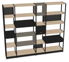 Hylle / reol / romdeler modell Combus fra Narbutas med plantekasser og TV-oppheng, bredde 235cm, NY / UBRUKT