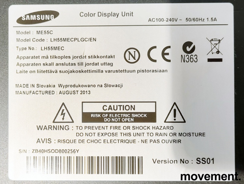 Solgt!Signage-skjerm: Samsung ME55C, - 2 / 2
