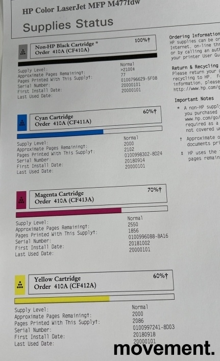 Solgt!Hewlett-Packard Color LaserJet Pro - 3 / 4