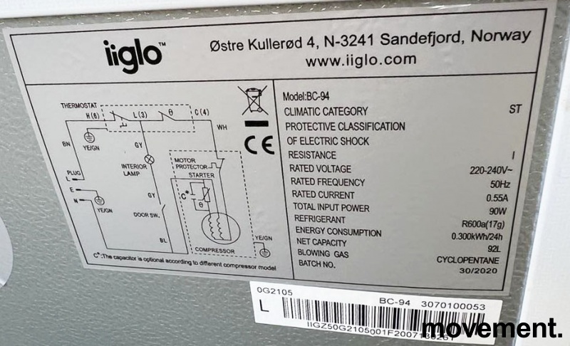 Solgt!Lite kjøleskap fra Iiglo, modell - 2 / 2