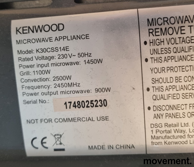 Solgt!Kenwood mikrobølgeovn med varmluft, - 4 / 4