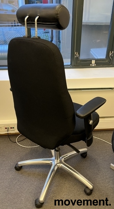 Solgt!Kontorstol i sort stoff med høy - 2 / 2