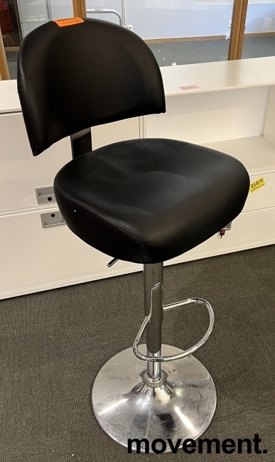 Solgt!Enkel barstol i kunstskinn / krom, - 1 / 2