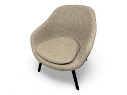 Loungestol / lenestol i varmgrått ullstoff fra Hay, About a lounge low AAL 83, sortlakkerte ben, NYTRUKKET