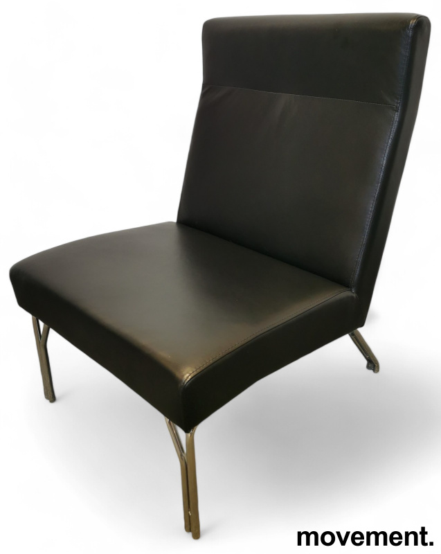 Loungestol / lenestol i sort skinn - 1 / 2