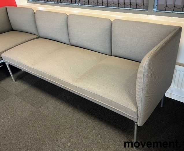 Solgt!3-seter sofa / lounge i grått stoff - 2 / 3