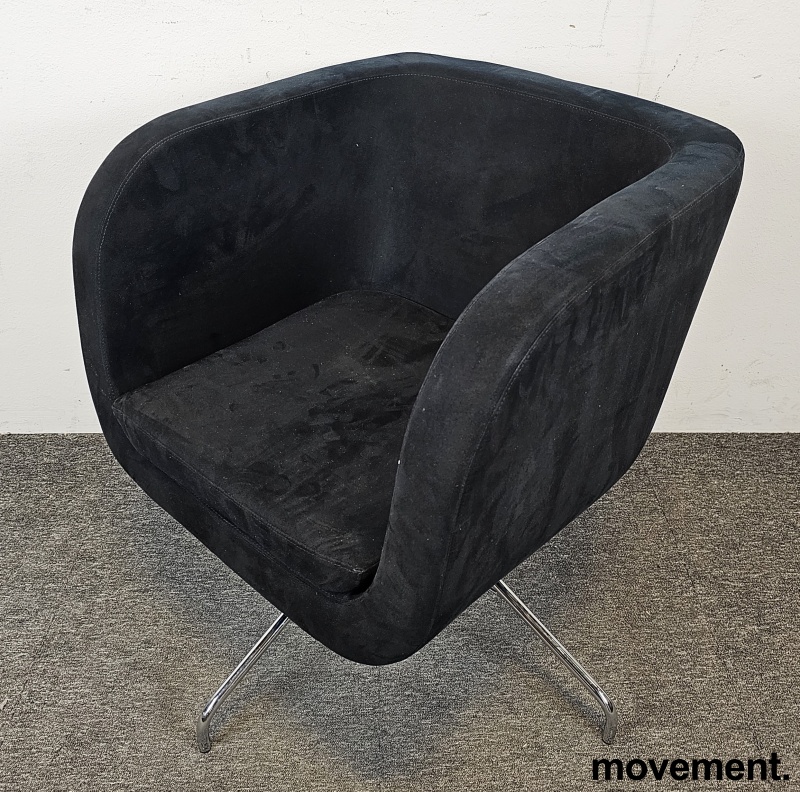 Solgt!Loungestol i sort mikrofiberstoff - 1 / 3