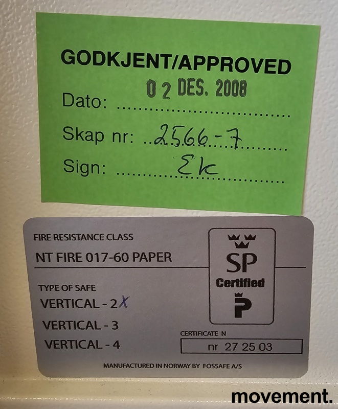 Solgt!Brannskap  arkivskap med 2 skuffer - 4 / 4