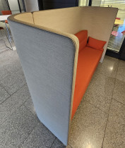 Loungesofa / alkovesofa fra EFG i grå / orange, 185cm bredde, Surround, pent brukt