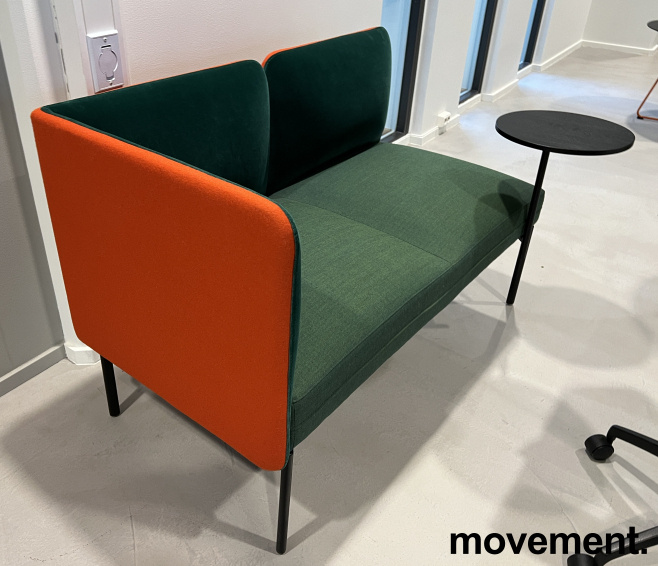 Solgt!2-seter sofa / lounge grønt stoff / - 3 / 4