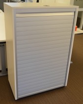 IKEA Galant sjalusiskap i hvitt med alufarget sjalusi, 3 høyder, bredde 80cm, dybde 45cm, høyde 120cm, pent brukt