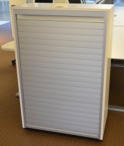 IKEA Galant sjalusiskap i hvitt med alufarget sjalusi, 3 høyder, bredde 80cm, dybde 45cm, høyde 120cm, pent brukt