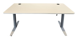 Skrivebord med elektrisk hevsenk i hvitt / grått fra Linak, 160x80cm, pent brukt