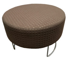 VAD Pivot rund puff i brunt stoff, Ø=68cm, pent brukt