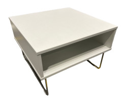 Sofabord / loungebord fra VAD i hvit laminat / krom, Pivot Kube, 65x65x43cm, pent brukt