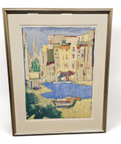 Signert og nummerert 72/200 litografi av Marie-Jose Horverak, "La Siesta", 65,5x82,5cm med ramme