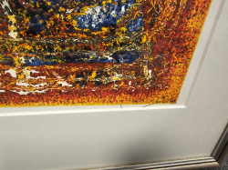 Signert og nummerert 3/60 litografi av Roald J. Tellnes "Fiskeværjente", 59x77cm med ramme