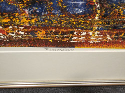 Signert og nummerert 3/60 litografi av Roald J. Tellnes "Fiskeværjente", 59x77cm med ramme