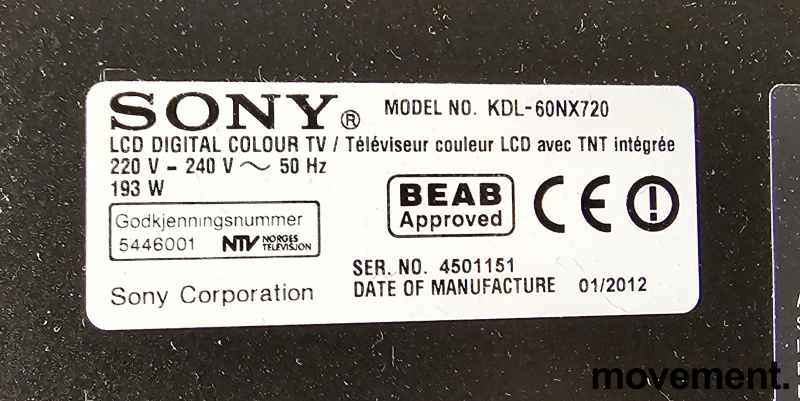 Sony flatskjerms-TV, 60toms Bravia - 3 / 3
