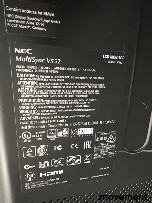 Solgt!NEC Public Display, Multisync V552 - 2 / 2