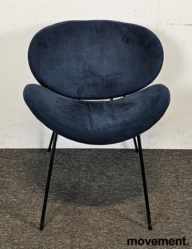 Solgt!Loungestol i blå velur, understell - 3 / 4