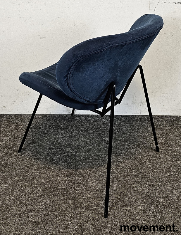 Solgt!Loungestol i blå velur, understell - 4 / 4