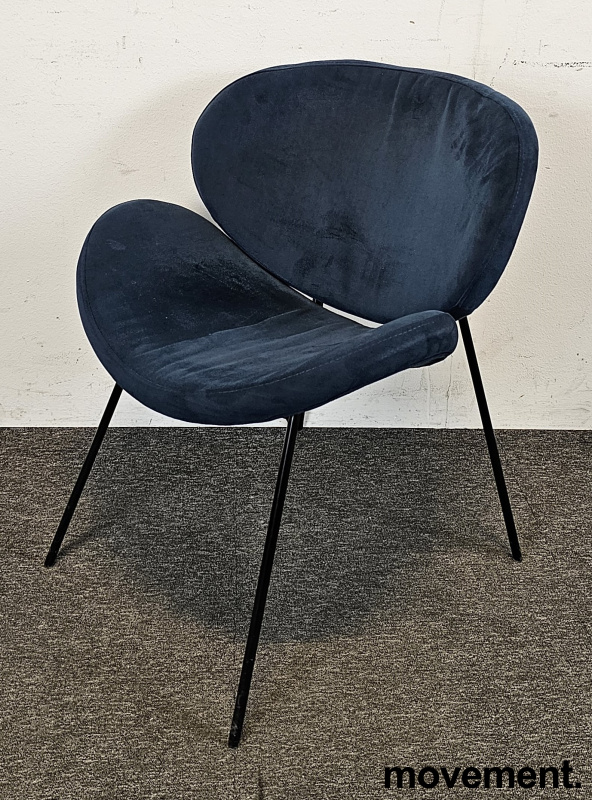Solgt!Loungestol i blå velur, understell - 2 / 4