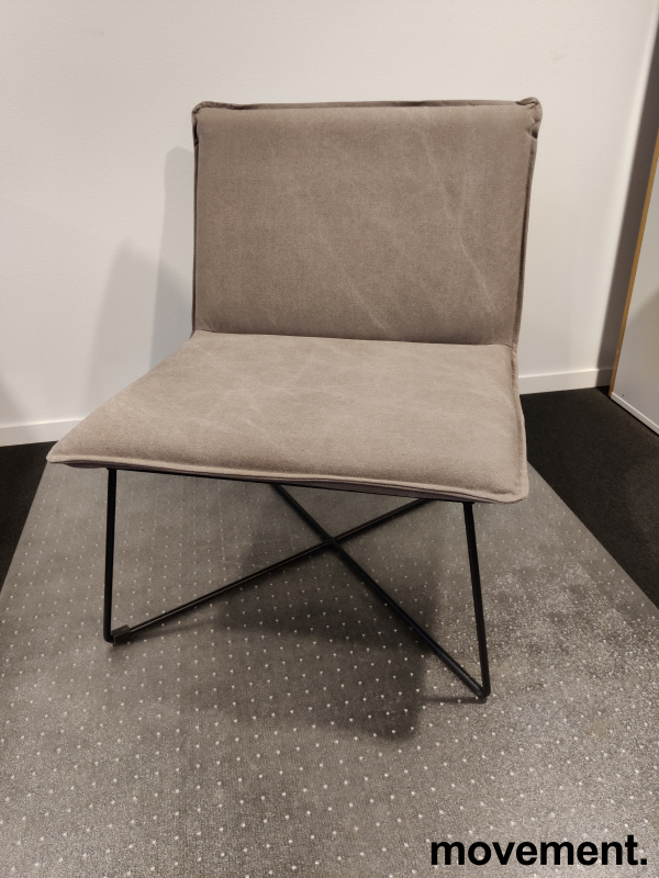 Solgt!Loungestol i beige stoff / sort fra - 2 / 3