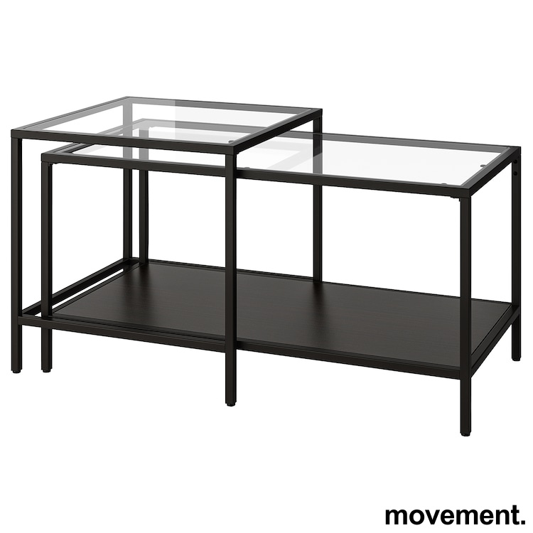 Solgt!Settbord i glass / brunsort metall
