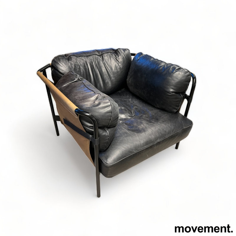 Loungestol / lenestol i sort skinn - 1 / 2