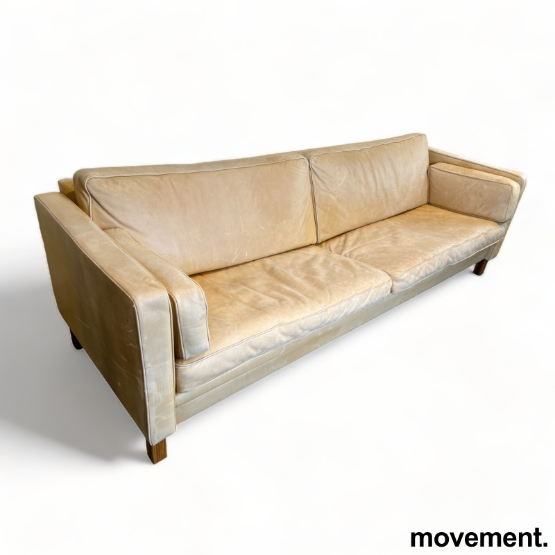 Solgt!3-seter sofa i skinn natur / - 1 / 2