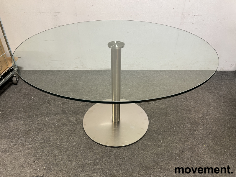 Solgt!Rundt møtebord i glass / satinert - 1 / 2