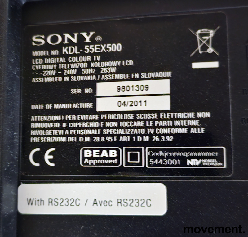 Solgt!Flatskjerms-TV: Sony Bravia 55toms - 3 / 3