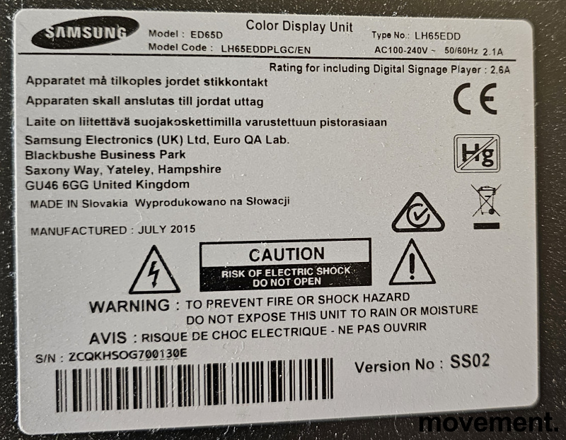 Solgt!Samsung ED65D / LH65EDDPLGC/EN, - 2 / 3