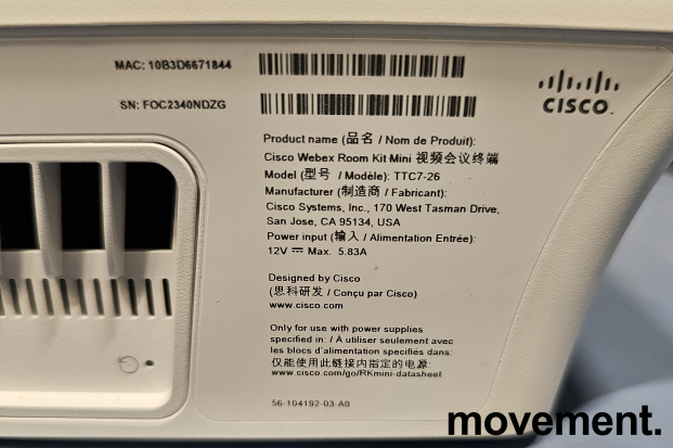 Solgt!Cisco TTC7-26 Webex Room Kit med - 2 / 4