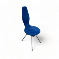 Designstol fra Stokke/Variér, modell Date, i blått mikrofiberstoff / krom, Design: Olav Eldøy, brukt