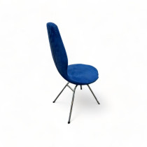Designstol fra Stokke/Variér, modell Date, i blått mikrofiberstoff / krom, Design: Olav Eldøy, brukt