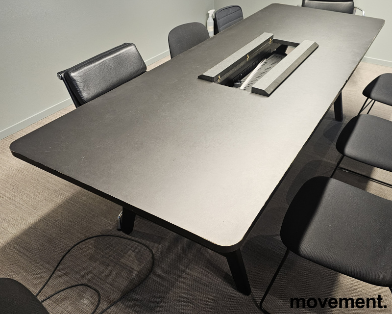 Solgt!Møtebord 240x90cm i sort linoleum, - 1 / 4