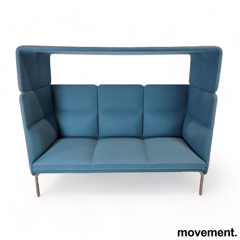 Solgt!3-seter sofa / lounge i blått stoff - 1 / 2