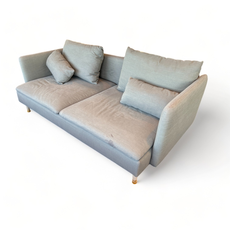 3-seter sofa i grått stoff fra