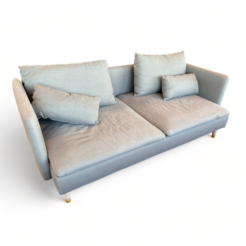 3-seter sofa i grått stoff fra