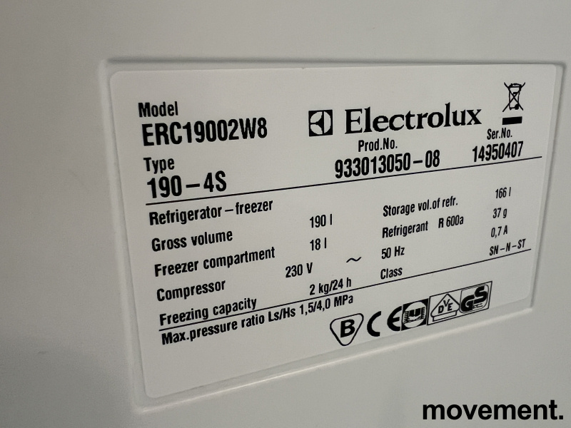 Solgt!Electrolux ERC19002W8 kjøleskap i - 2 / 2