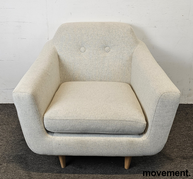 Solgt!Loungestol i beige stoff / ben i - 4 / 5