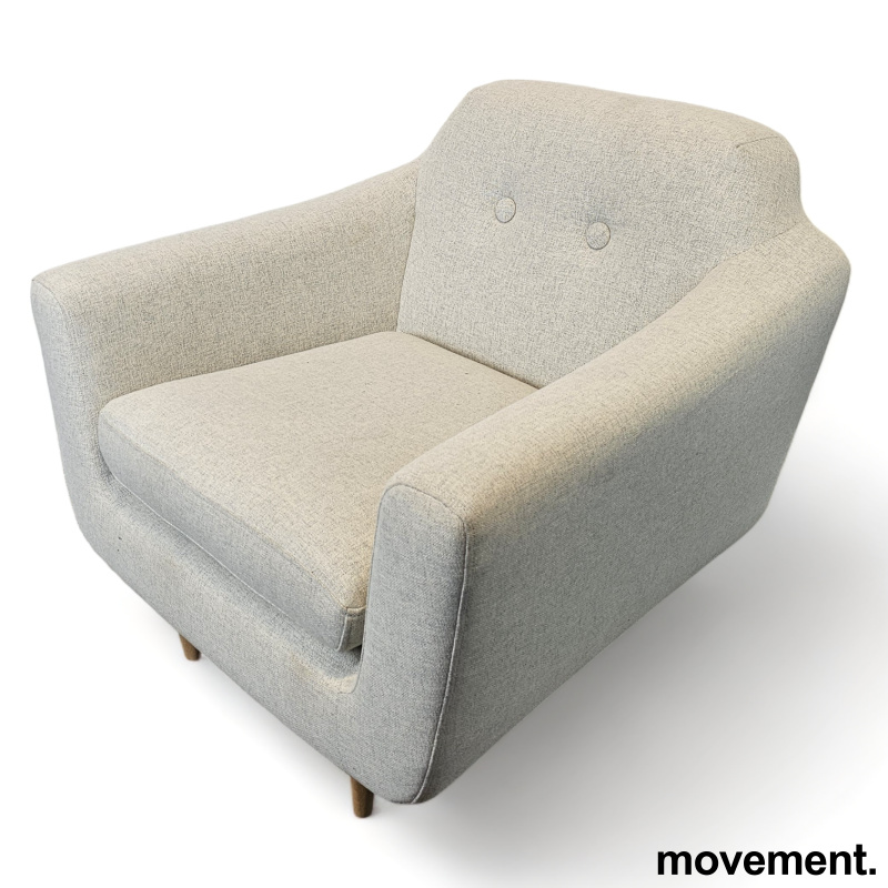 Solgt!Loungestol i beige stoff / ben i - 1 / 5