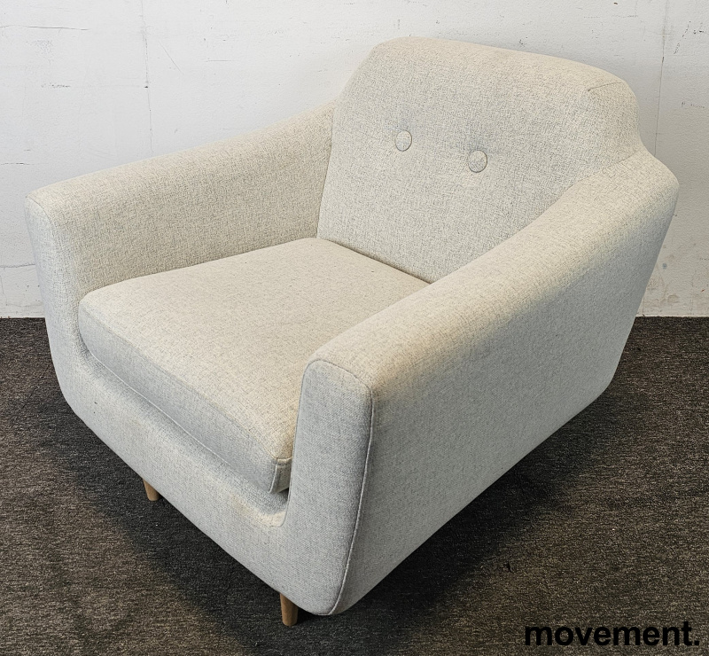 Solgt!Loungestol i beige stoff / ben i - 2 / 5
