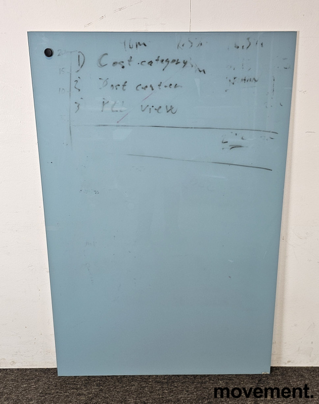 Whiteboard i blått glass fra