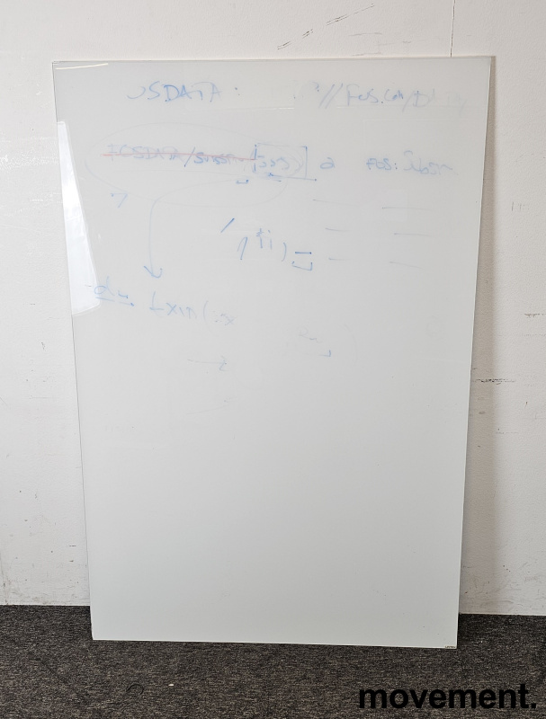 Whiteboard i hvitt glass fra