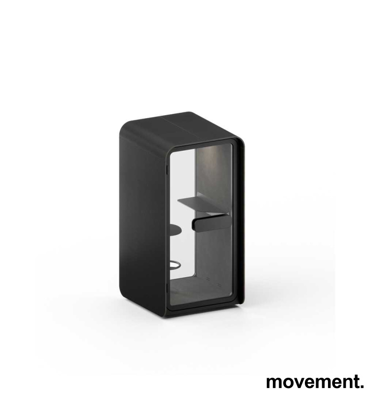 Solgt!Lydisolert telefonkiosk i glass /