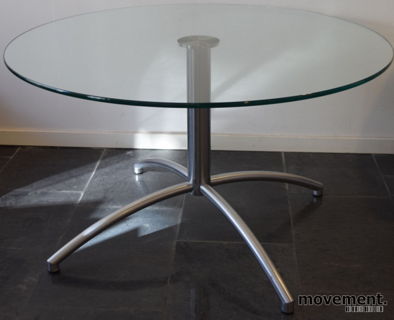 Rundt glassbord, Ø=90cm, H=52cm,